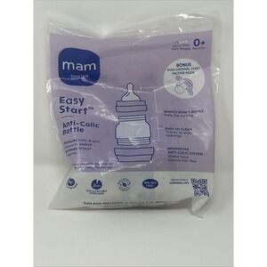 NEW MAM Easy Start Anti-Colic Bottle 4.5 oz & Bonus Original Start Pacifier 0+